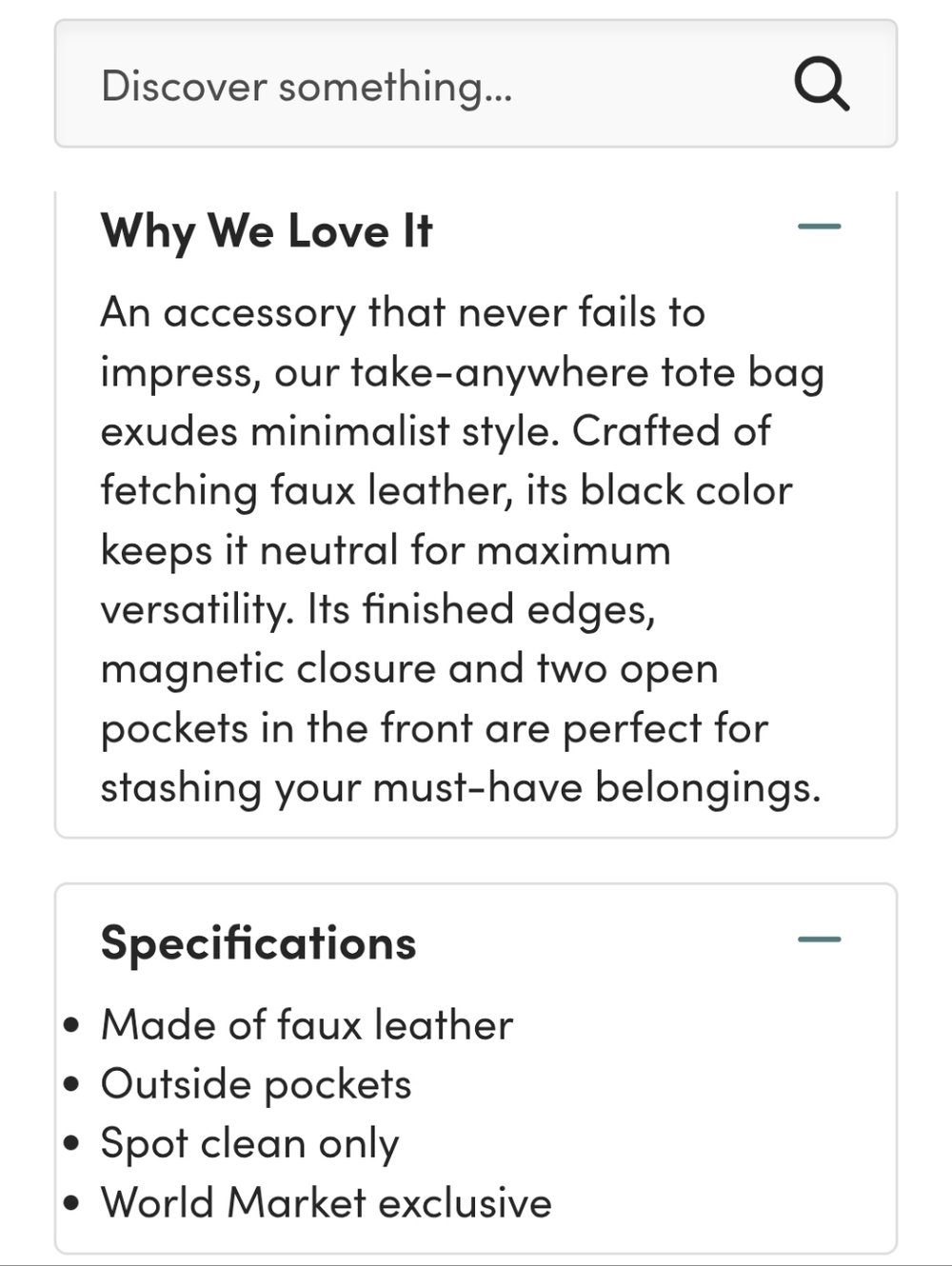 Classic Black Vegan Leather Shoulder Bag - World Market Exclusive - Picture 4 of 4